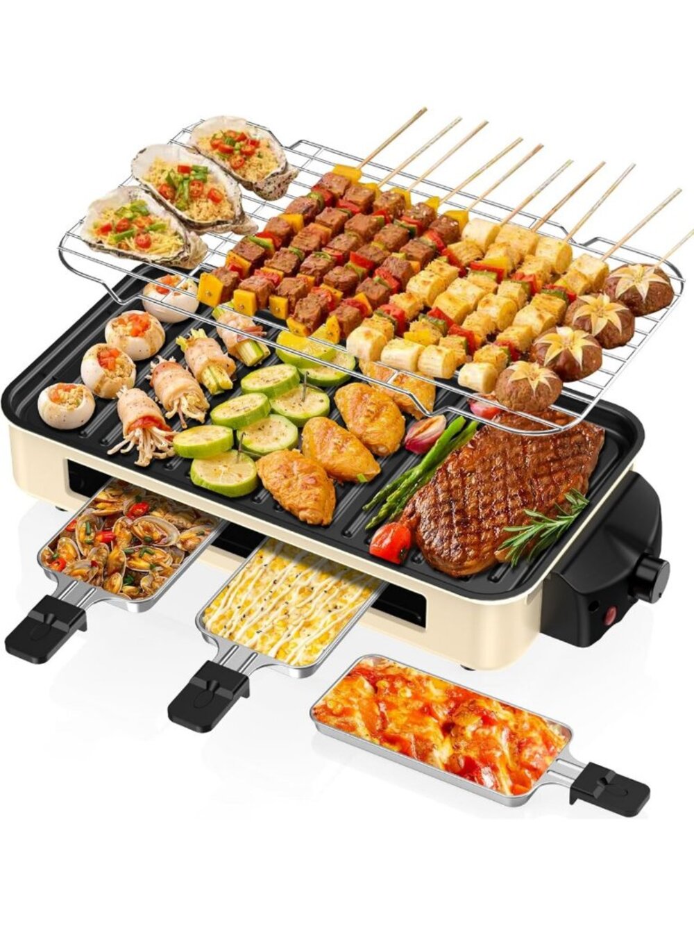 Smokeless Indoor Electric Grill 1500W - 2-in-1 Non-Stick Griddle & BBQ Plate